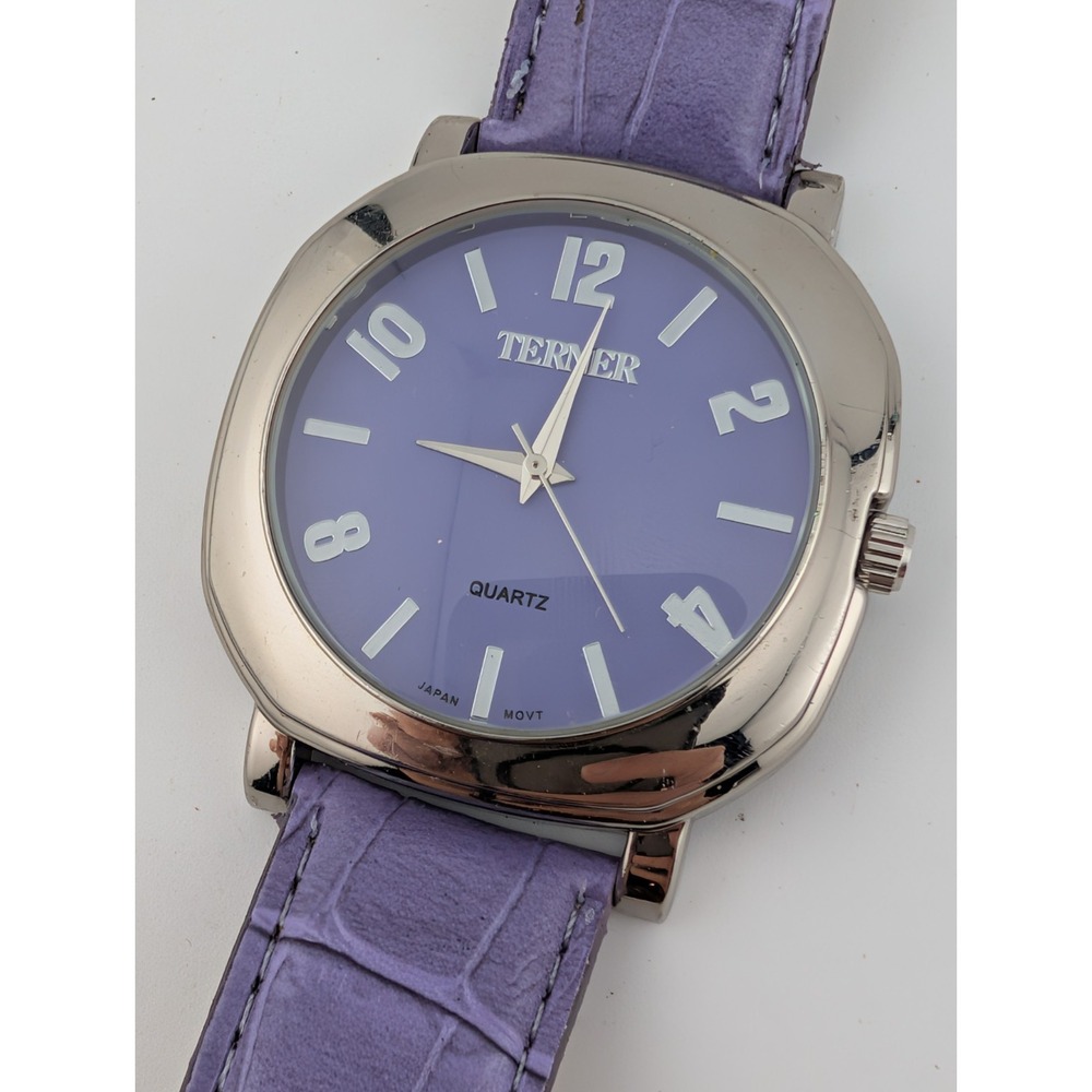 Terner Watch Women 44mm Silver Case Purple Band- New‎ Battery